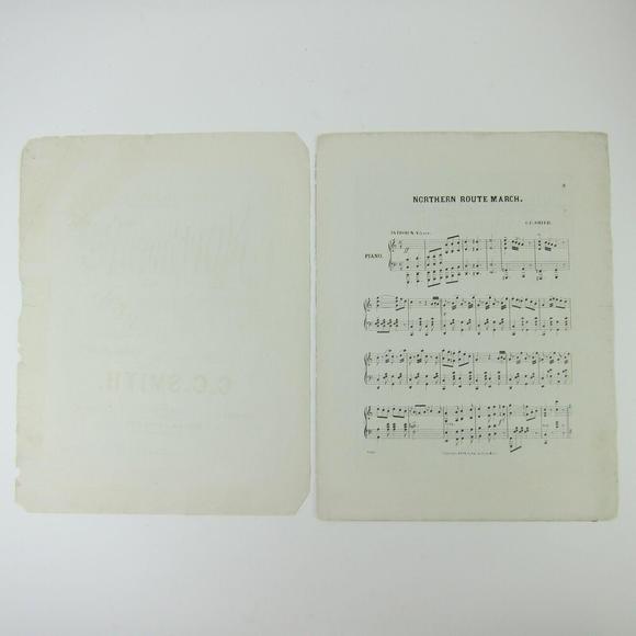 Sheet Music Northern Route March C.C. Smith Train Transportation Antique 1876 - Picture 12 of 15